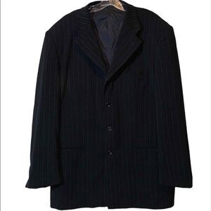 Veronelli Dress Jacket Mens 44 Black Pinstriped   Button Lined Oldmoney Heritage